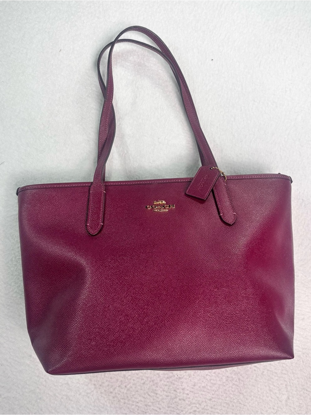 Coach City Zip Tote Dark Berry Purple Leather Shoulder Bag NWT F58846 Large